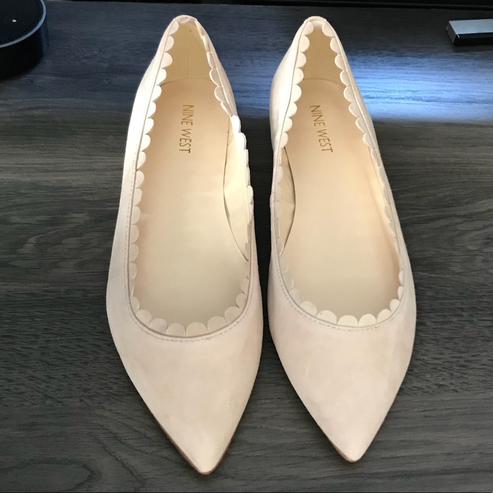 Nine West Saxxen Pink Suede Scallop Ballet Flats